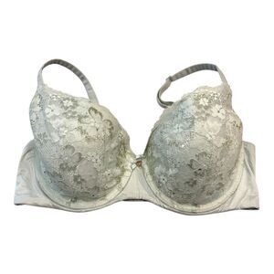 Victoria's Secret Floral Lace Underwire Lined Demi Bra White Size 36D